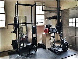 Neat Garage Gym Ideas Look Like This, Very Organized, And Quality Rogue Fitness Dip Bars And Squat Rack