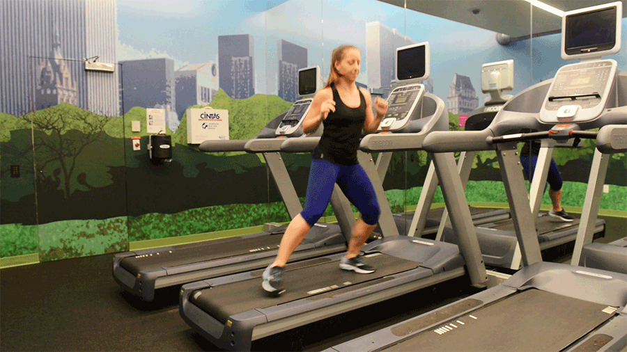woman doing treadmill shuffle